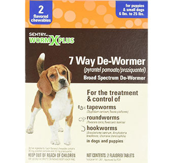 SENTRY® HC WORM X PLUS® 7 WAY DE-WORMER FOR PUPPIES & SMALL DOGS 6-25 LB 2/PKG